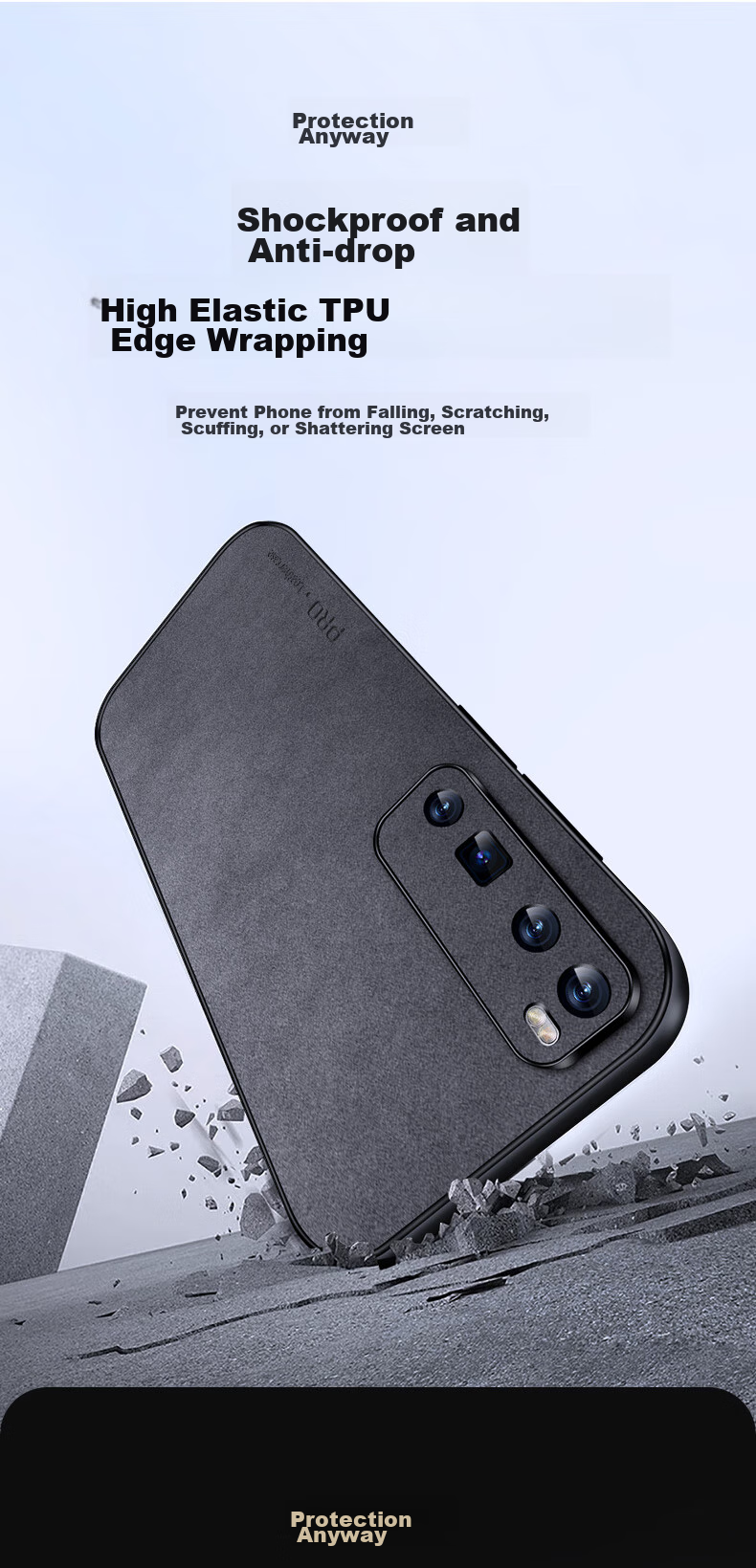 Чехол для телефона Shangsu для Huawei Nova 7 Pro, противоударный, с защитой объектива, из натуральной кожи ягненка, черный