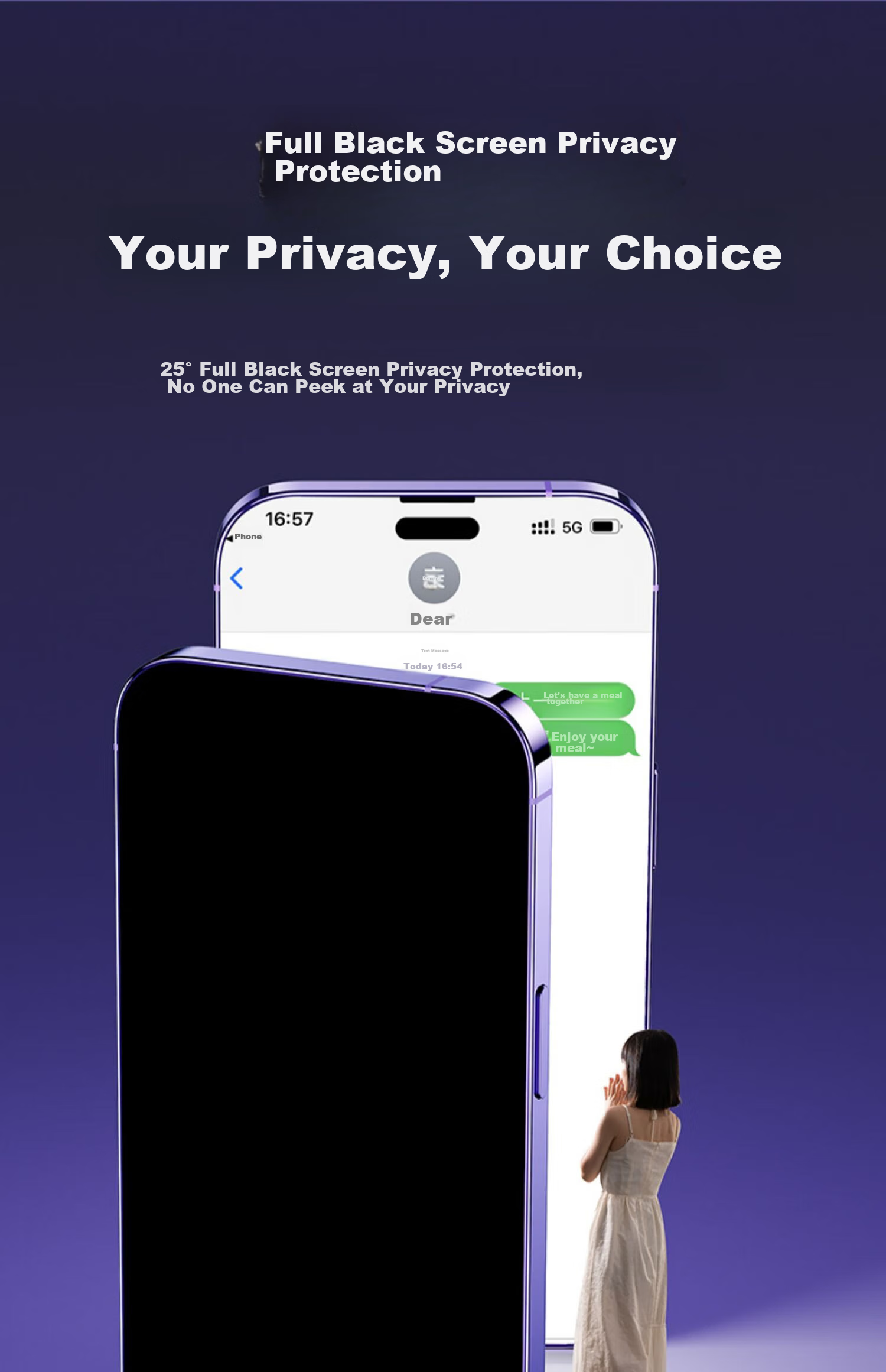 Защитное стекло DIVI для Apple iPhone 12/12 Pro, антишпионское, противоударное, 2 шт.