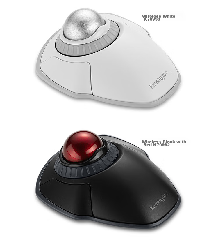 Беспроводная трекбольная мышь Kensington K70993, эргономичная, Bluetooth, для ПК и ноутбука, с подставкой для запястья, белая
