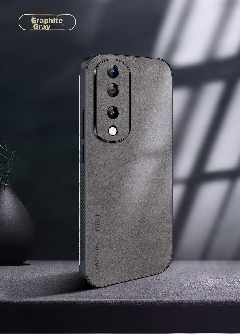 Чехол для телефона Shangsu для Honor 70 Pro, защита от падения, защита объектива, силиконовая оболочка, кожаный чехол, серый
