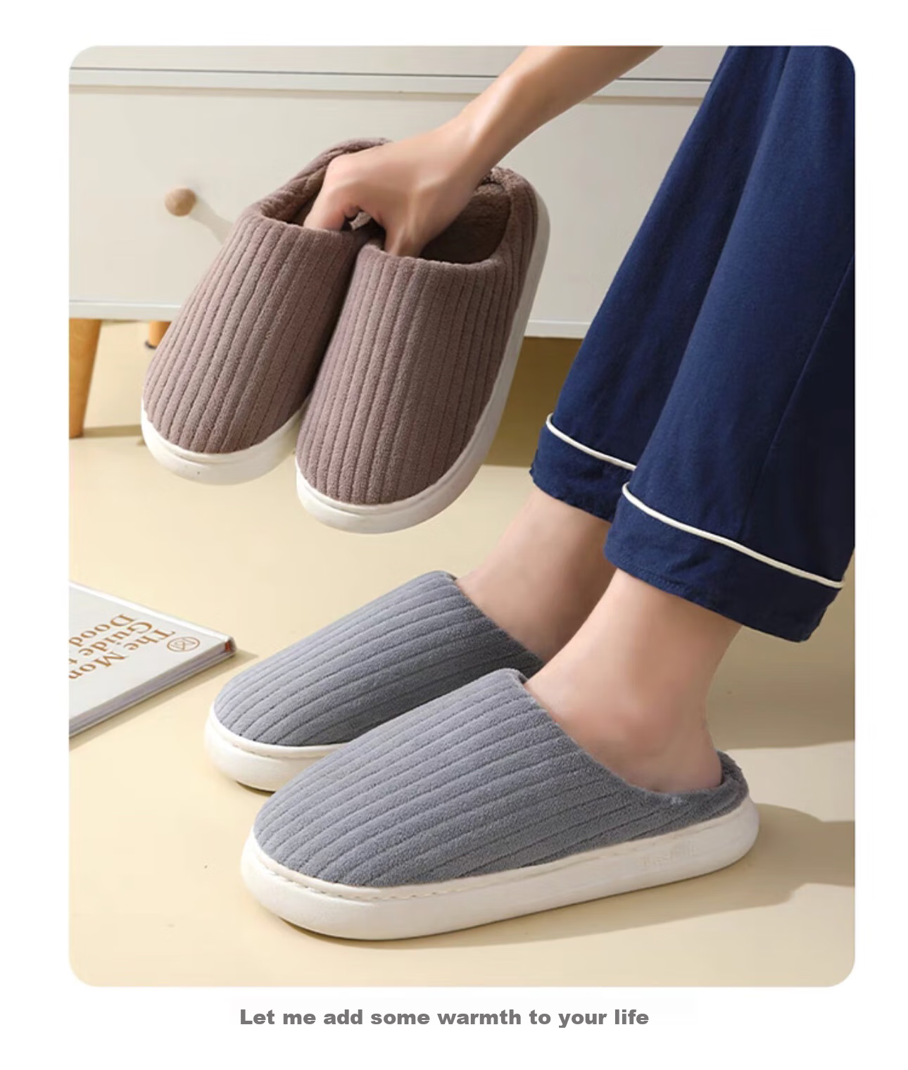 Домашние тапочки FOOTOPPO, зимние шерстяные тапочки для мужчин, домашняя обувь, мужские тапочки, зимние теплые тапочки на толстой подошве