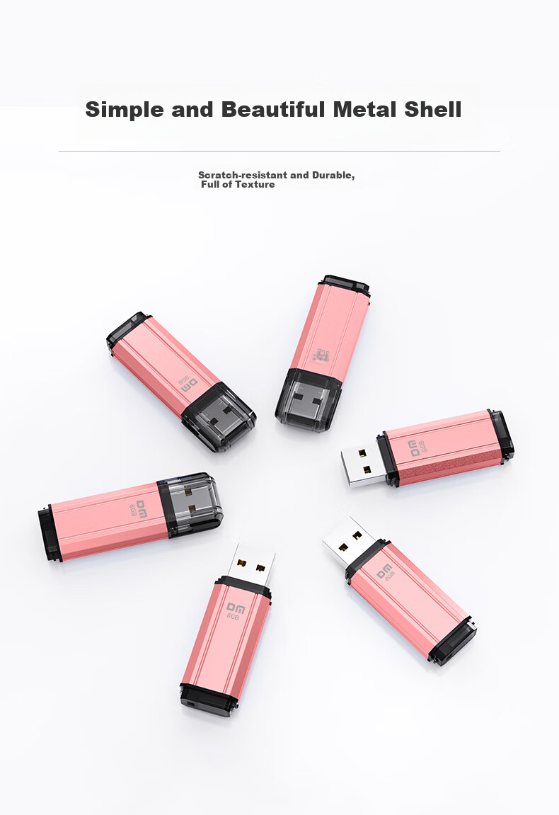 USB-накопитель DM PD206, 8GB, USB 2.0, металлический корпус, розовый