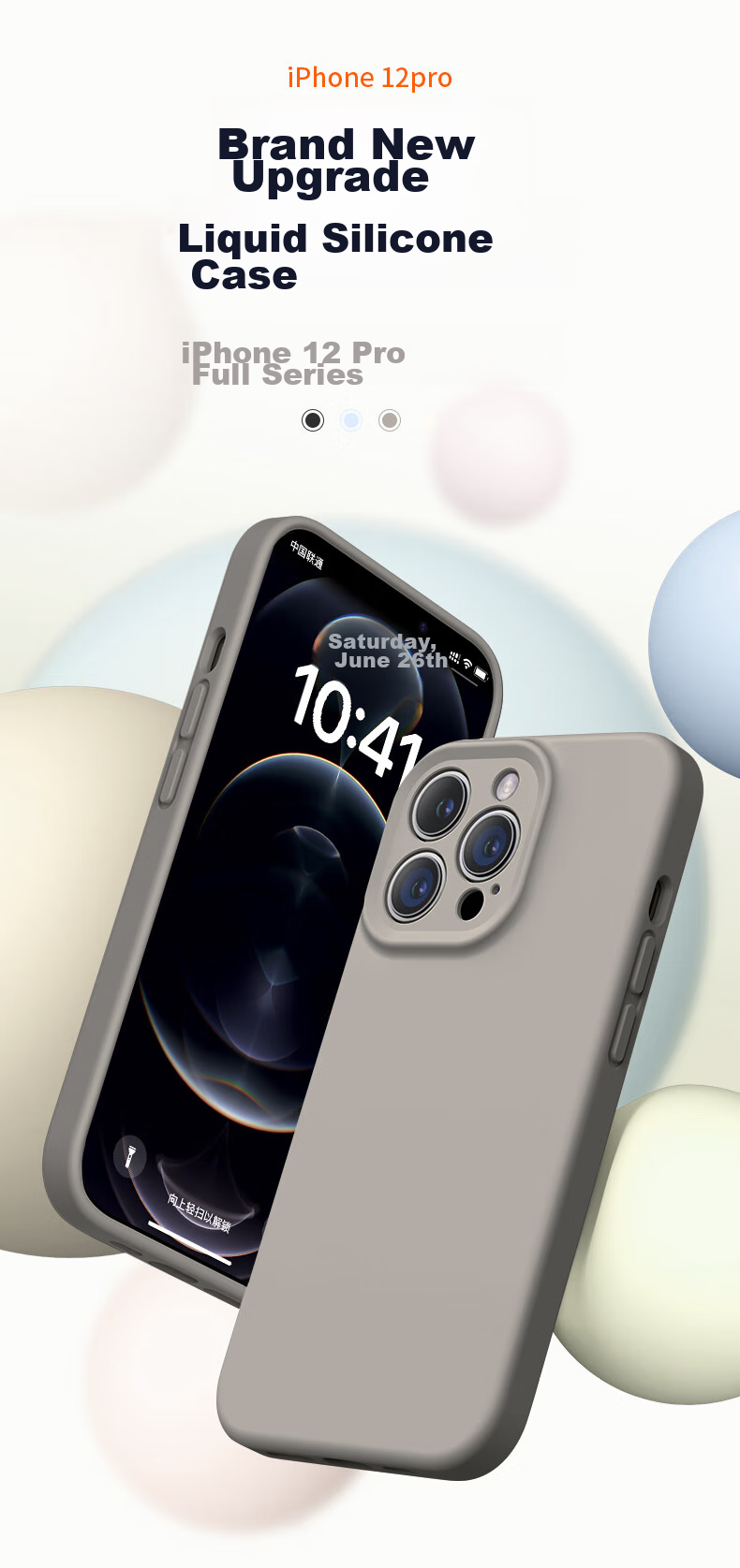 Чехол NEYAA для iPhone 12 Pro, защита всего объектива, жидкий силикон, ультратонкий, ударопрочный, простой мягкий чехол для мужчин и женщин, графитовый серый