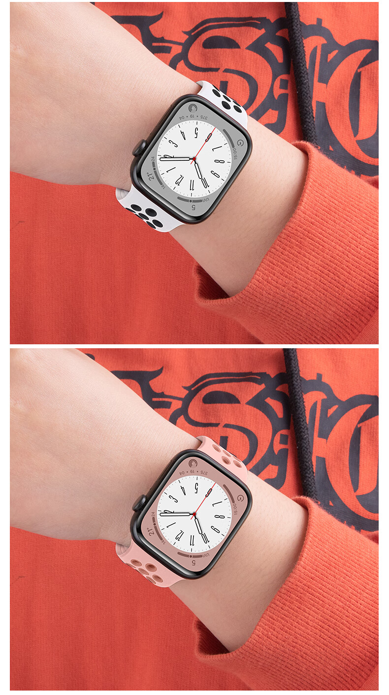 Ремешок BHO для Apple Watch S11/Ultra3/S10 Sport Bands, совместимый с IWatch S9/8/7/6/SE3/2/1, силиконовый, с дышащими отверстиями
