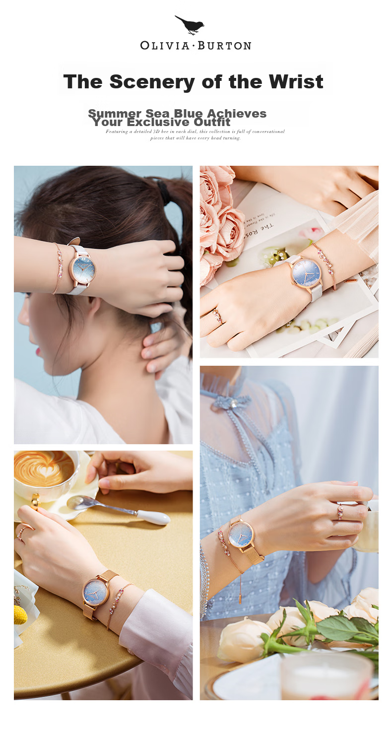 Женские часы OLIVIA BURTON Ob Self-Operated Starry Sky Western Watch, OB16EX204, синие