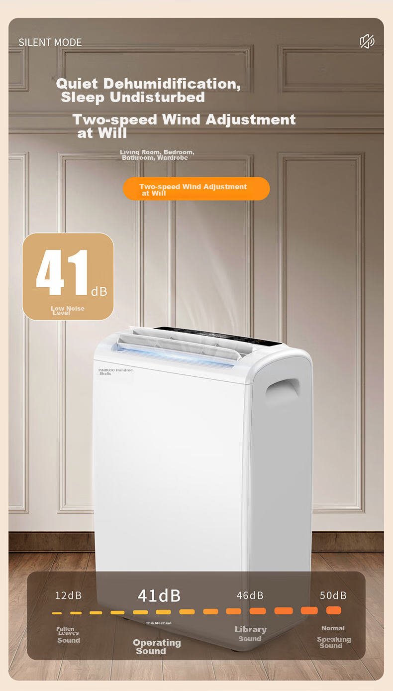 Осушитель воздуха PARKOO YDA-826E, 25л/сутки, площадь 40-70м², 320Вт, с ионизацией и режимом сушки