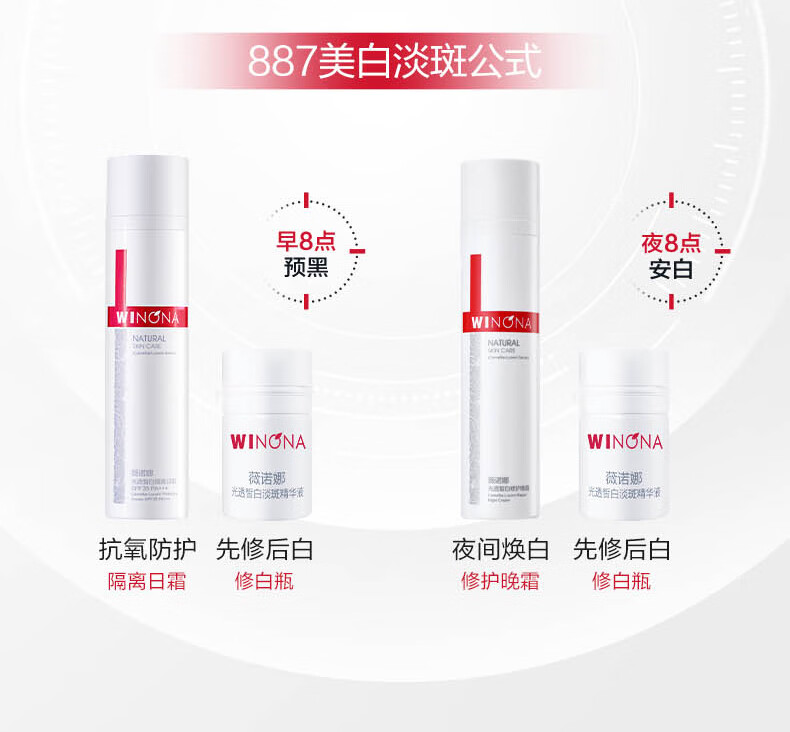 薇诺娜光透皙白淡斑精华液1.5ml*7修白瓶补水美白护肤品