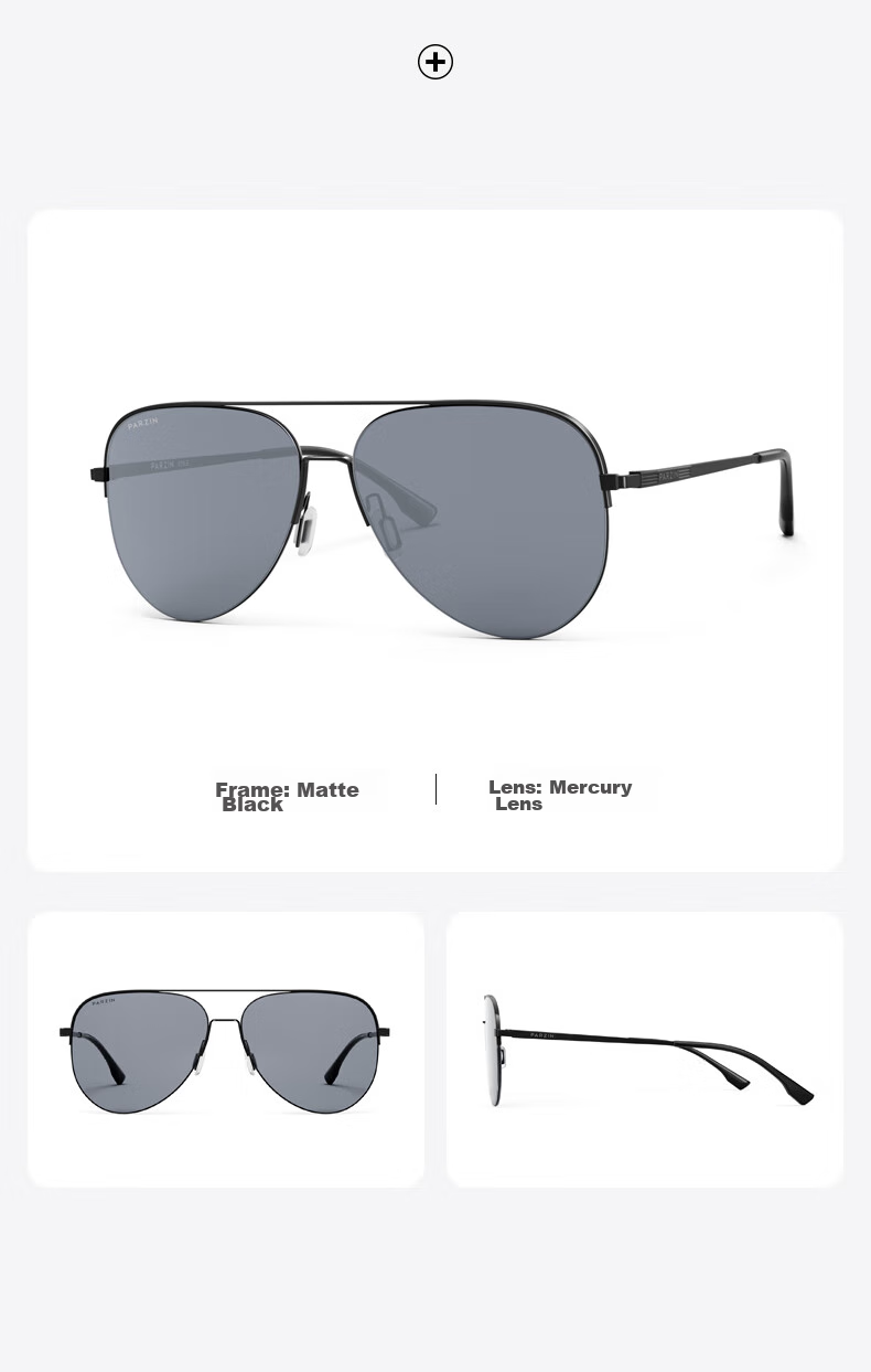 Солнцезащитные очки PARZIN Polarized Sunglasses для мужчин, стиль Фань Чэнчэн, двойная оправа, авиатор, защита от УФ, для вождения, трендовые солнцезащитные очки PZ8380