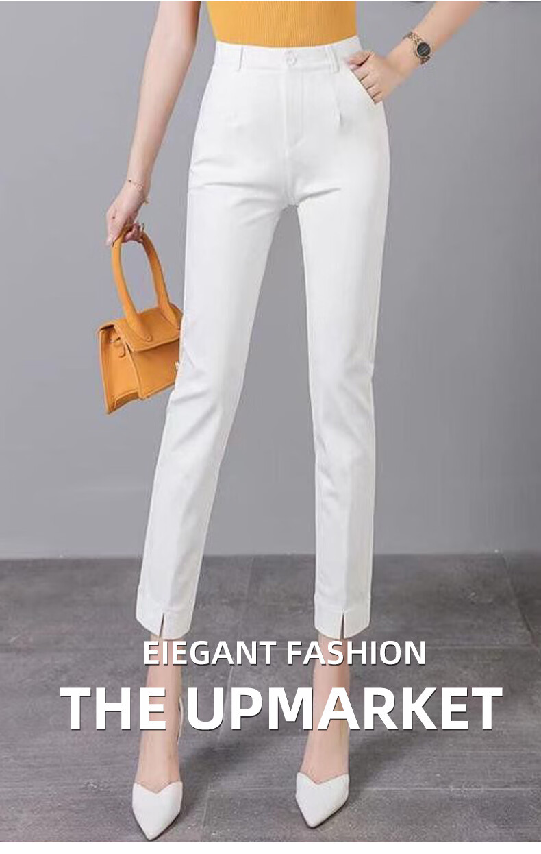Женские повседневные брюки Jeanswest, весна 2025, узкие брюки с высокой талией, укороченные повседневные брюки, белые, размер S