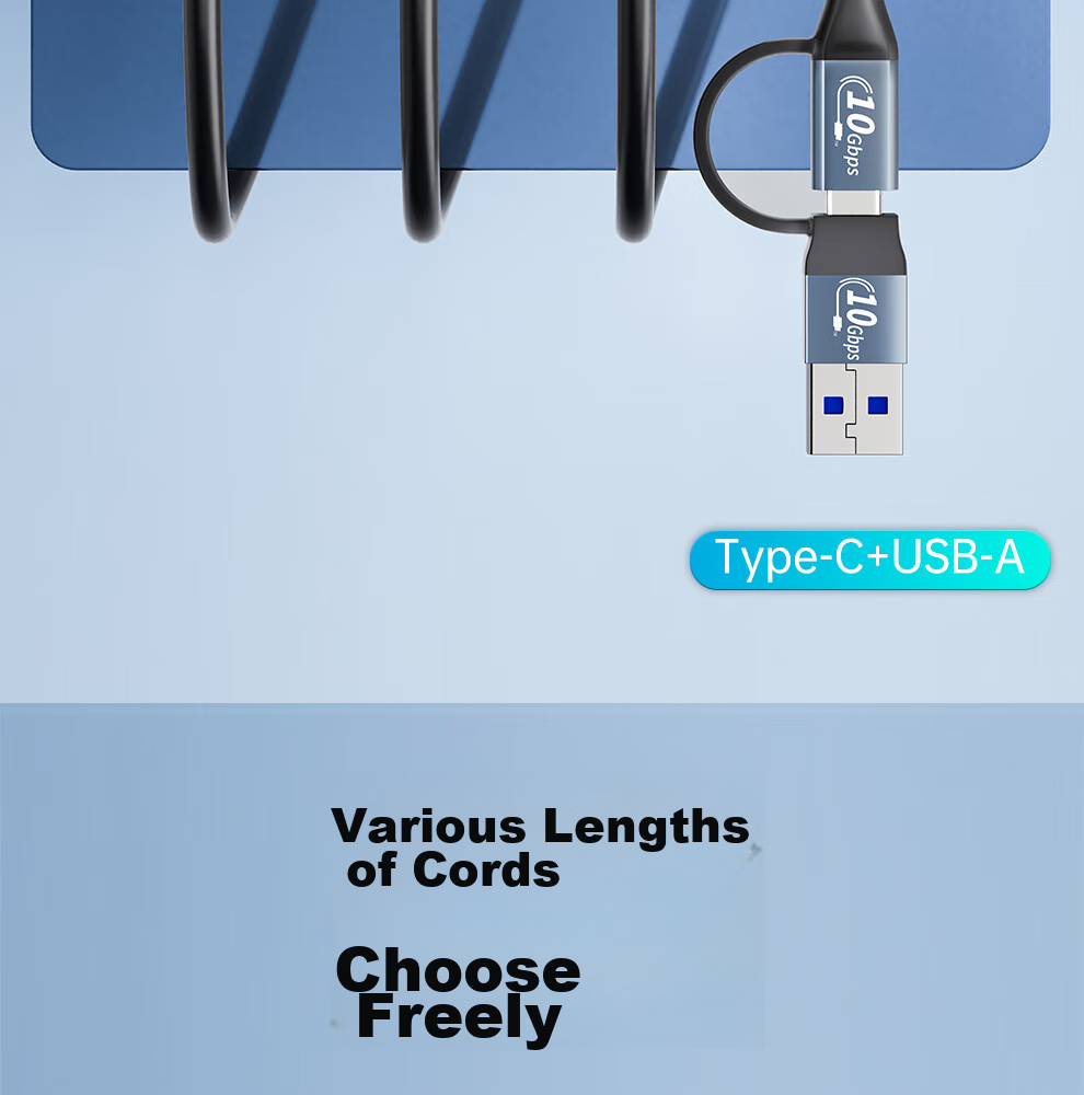 Кабель ULT-unite Type-C/USB 2-в-1, 10 Гбит/с, PD 100 Вт, 4K@60Hz, 0.2 м