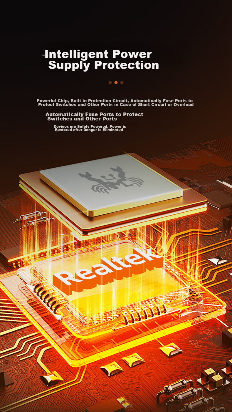 Коммутатор KeepLINK KP-9000 5-портовый 100 Мбит/с с 4 PoE портами, двойным аплинком, интеллектуальным сплиттером мониторинга, разделителем корпоративного класса