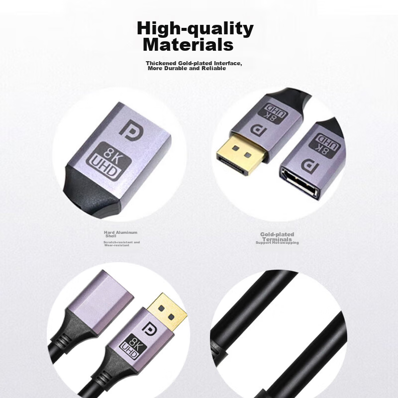 Кабель-удлинитель KSRGB DP 1.4, DisplayPort (штекер) - DisplayPort (гнездо), 8K 60Hz, 4K 144Hz, 0.5 метра, черный