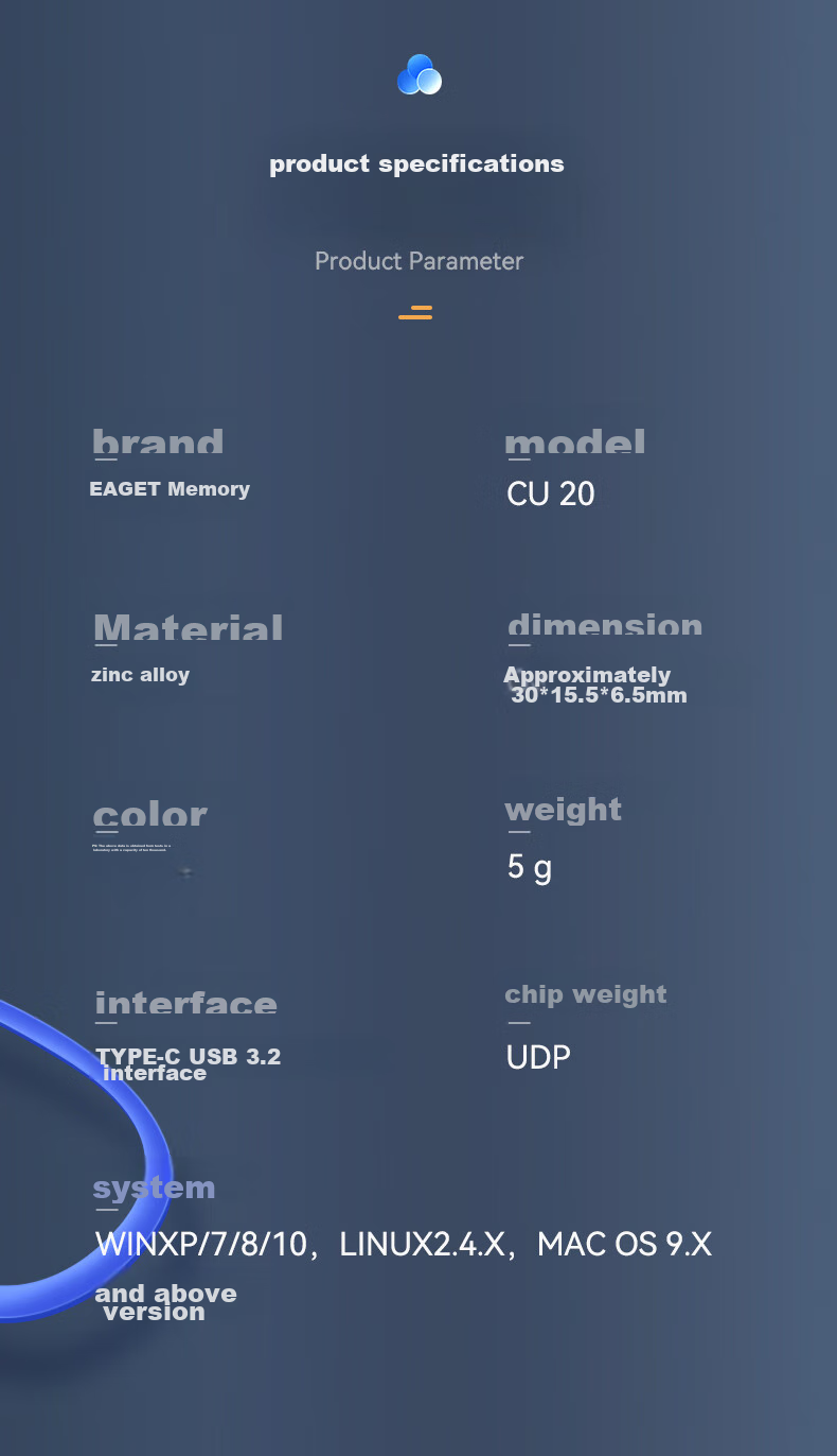 USB-флеш-накопитель EAGET CU20 Type-C USB3.2, 32 ГБ, металлический мини-накопитель для телефонов и компьютеров
