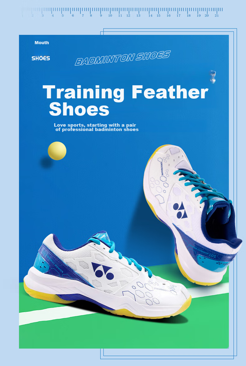 Кроссовки для бадминтона YONEX SHB101CR, мужские и женские, ударопоглощающие, для начинающих, размер 44, белый/золотой
