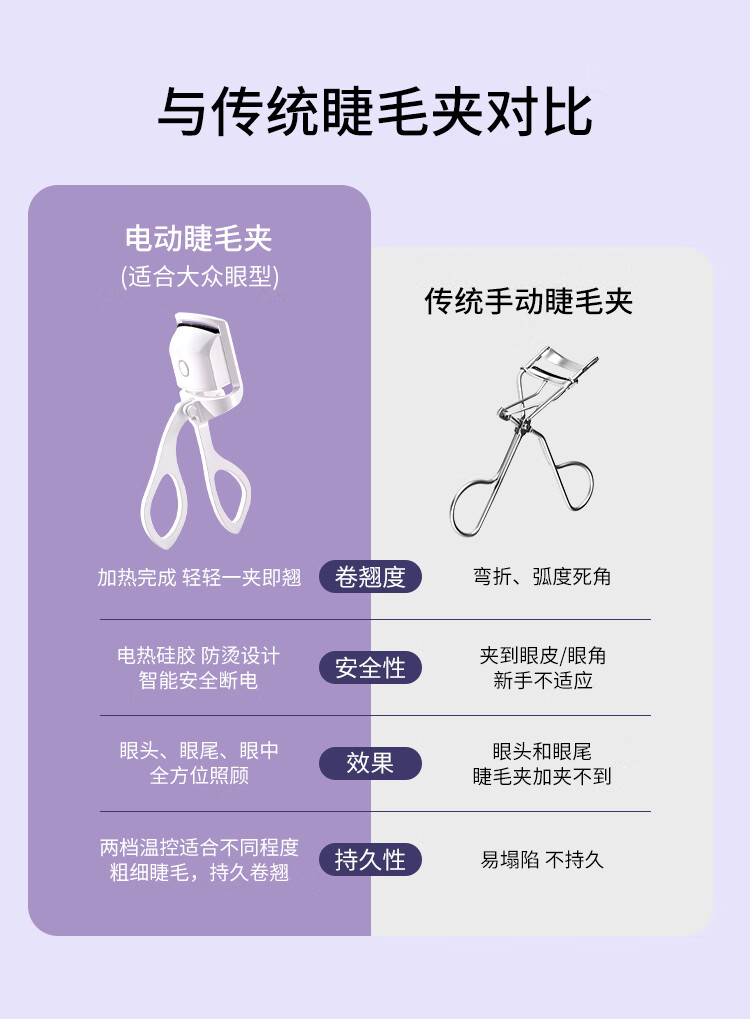 美肤语电动睫毛夹电烫睫毛卷翘器加热持久定型眼睫毛充电款MF8257