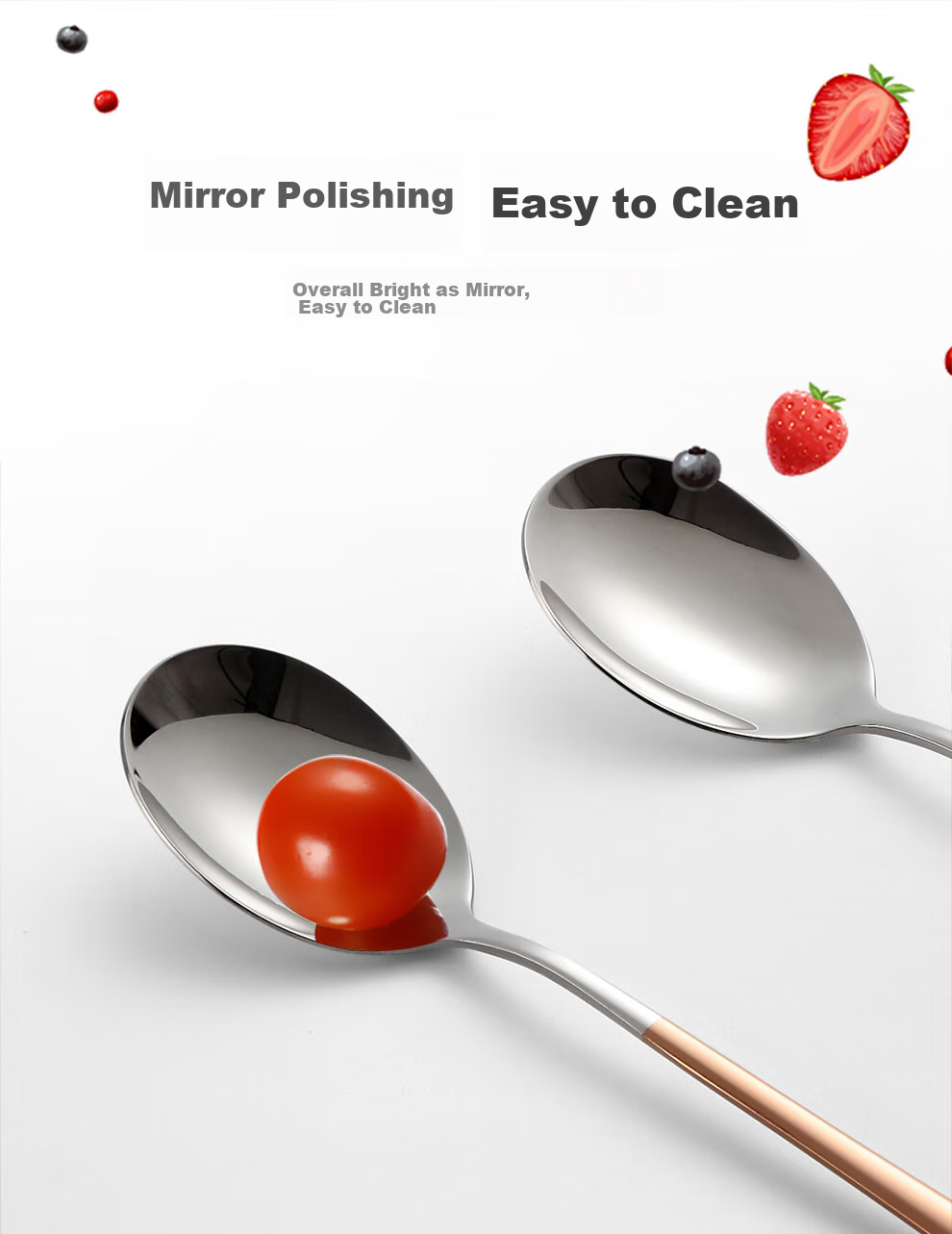 Onlycook Набор из 3 ложек из нержавеющей стали 304, ложки для супа, риса, десертов, с длинной ручкой, цветные