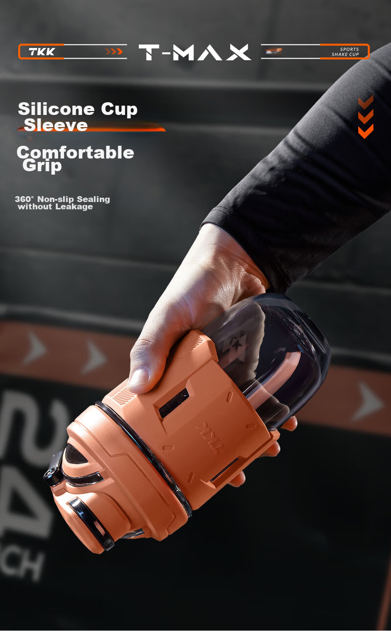 Бутылка для воды TKK Sports, большой объем, для фитнеса, тренировок, студенческая, военная, для мужчин, термостойкая, для протеинового коктейля, 700 мл, черная