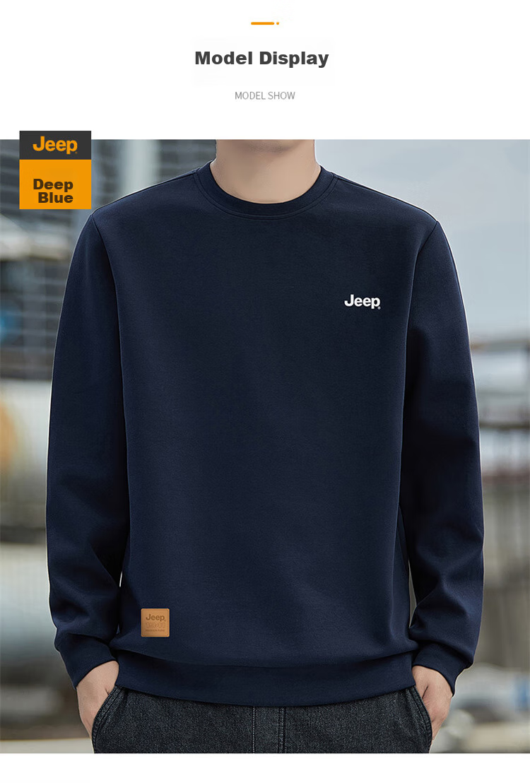Мужская толстовка JEEP, свободная лонгслив для осени и зимы, синяя, размер XL