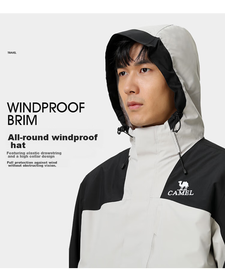 Мужская ветровка Luotuo Outdoor (CAMEL) A7W217127, водонепроницаемая, ветрозащитная, 3-в-1, с флисовой подкладкой