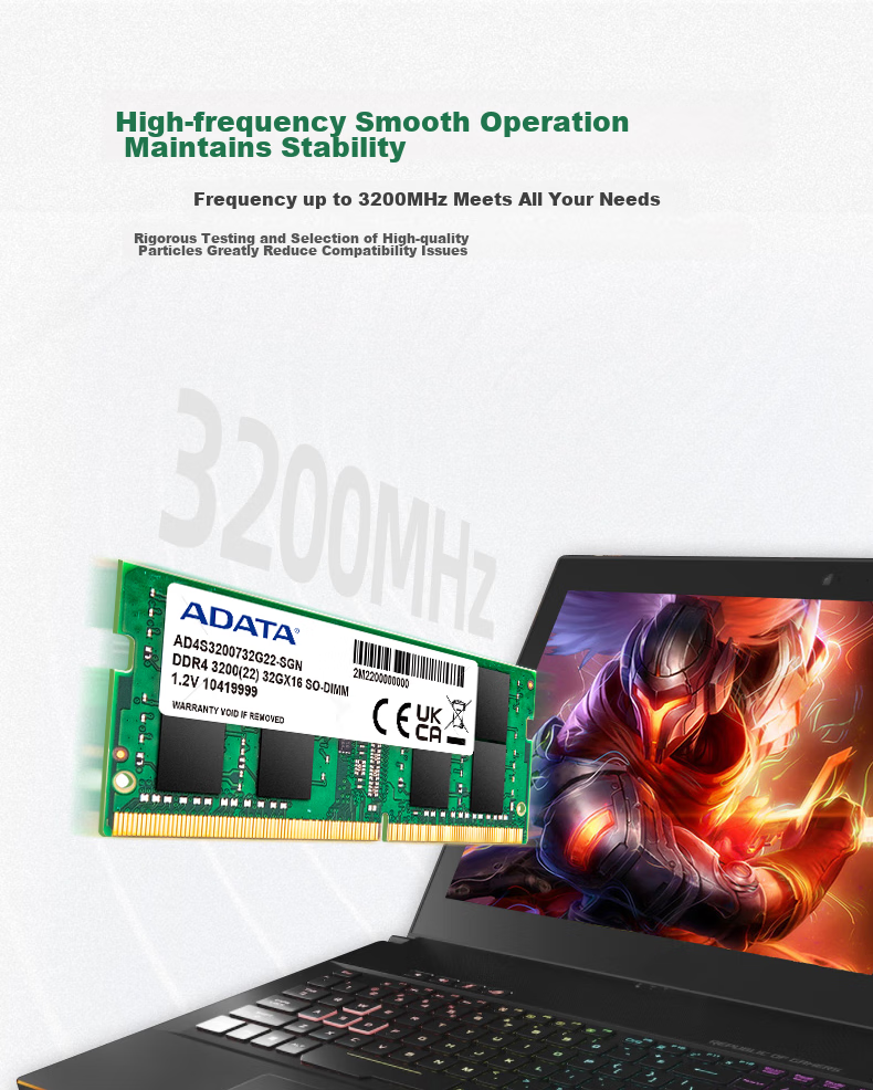 Оперативная память ADATA 16GB DDR4 3200 МГц SO-DIMM для ноутбука
