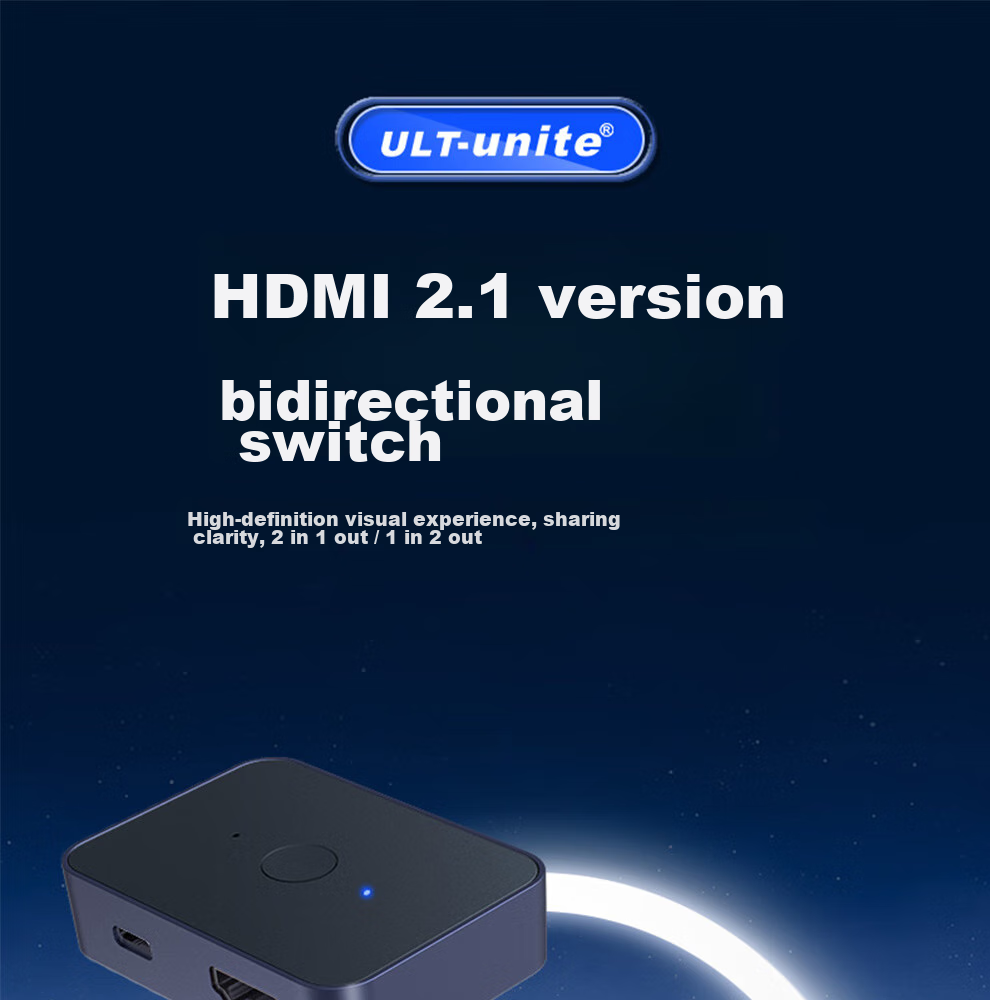 HDMI 2.1 переключатель ULT-unite, 8K/60Hz, 2 входа/1 выход или 1 вход/2 выхода, двухнаправленный сплиттер HD видео, для компьютера, ТВ, проектора