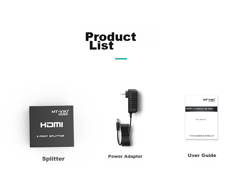 HDMI Splitter MT-Viki MT-SP102M, 1 вход 2 выхода, 4K@30Hz, металлический корпус