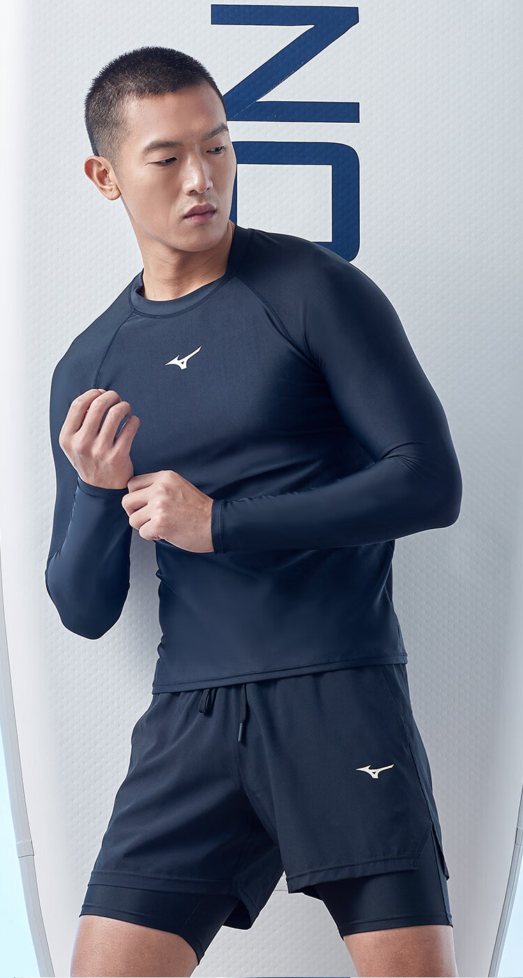 Мужской купальный костюм MIZUNO, комплект из шорт и лонгслива, черный, размер L