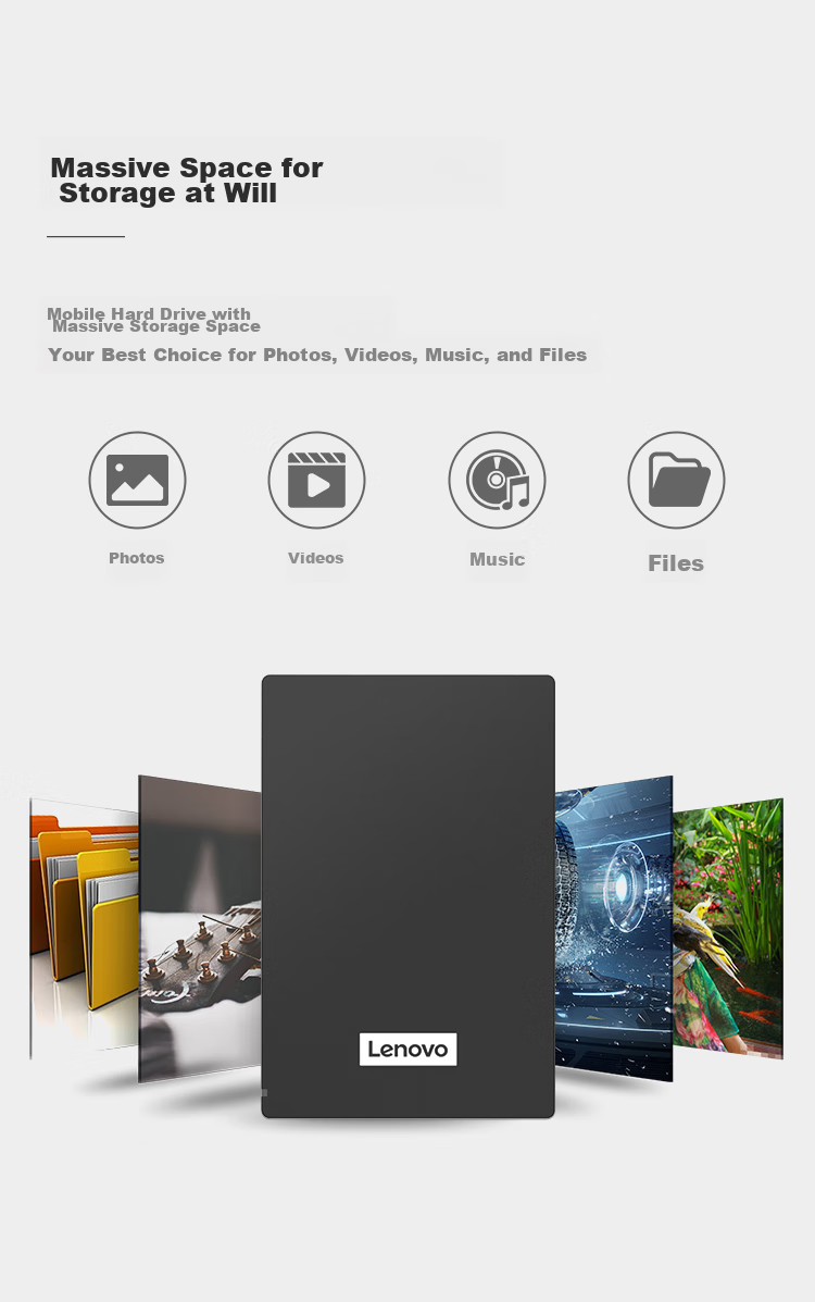Портативный жесткий диск Lenovo F308, 2 ТБ, USB 3.0, 2.5 дюйма, черный