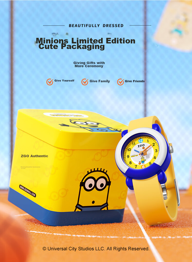 Детские часы ZGO Minions для мальчиков 3-6 лет, игрушка для детского сада, электронные часы только с отображением времени, подарок на Новый год