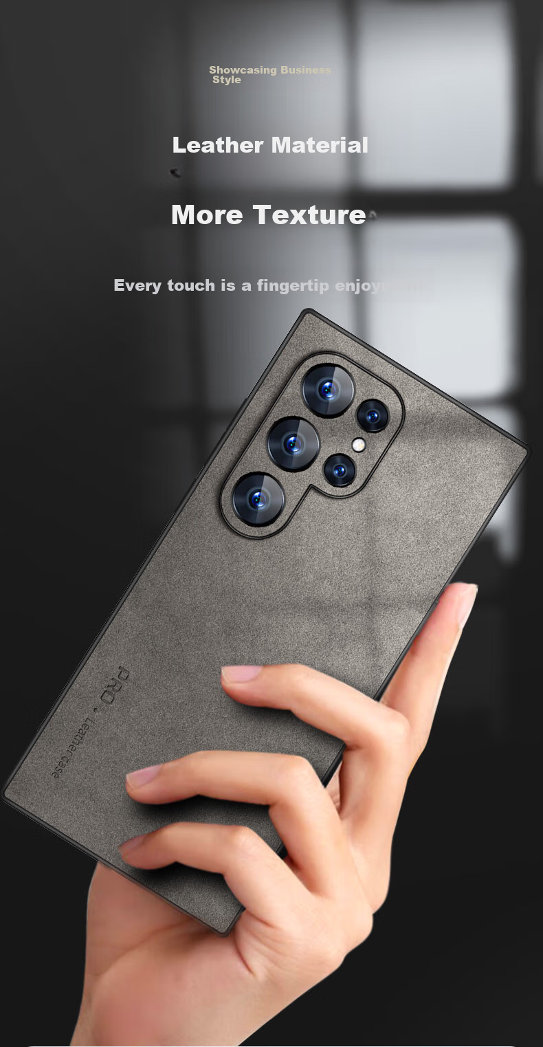 Чехол для Samsung S24 Ultra Shangsu, кожаный, противоударный, защита камеры, серый