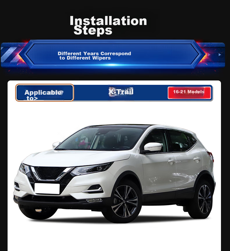 Дворники YITU для Nissan Qashqai (2016-2021), бескаркасные, 26/17 дюймов, комплект из 2 шт.