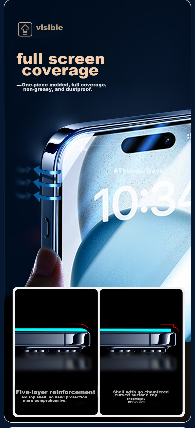 Защитное стекло для экрана KOOLIFE для Apple iPhone 15 Pro Max, ультратонкое, полное покрытие экрана, HD Clear Anti-Drop