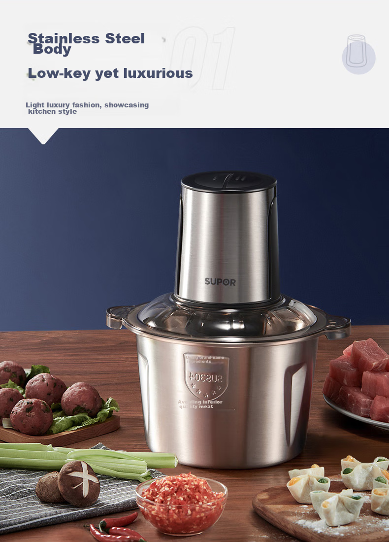Мясорубка электрическая SUPOR JR18HS-400, 2.6 л, 400 Вт, 2 скорости, нержавеющая сталь