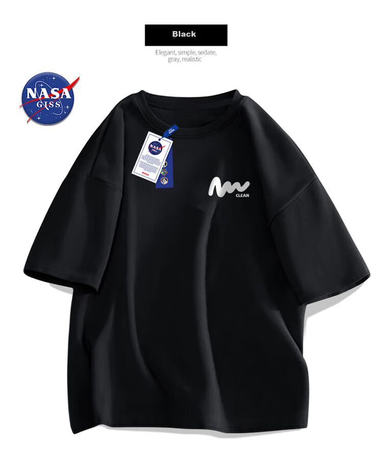 Футболка NASA GISS для мужчин, летняя, свободная, повседневная, с круглым вырезом и коротким рукавом, темно-синяя, L