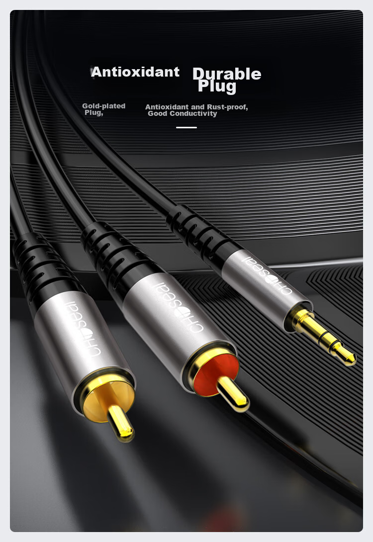 CHOSEAL QAD17BKT1 Аудиокабель от 3.5 мм до двойного RCA, 1 м, алюминиевый корпус