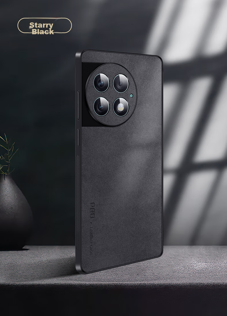 Чехол для OnePlus Ace 2 Pro Shangsu, противоударный, с защитой камеры, из натуральной кожи, черный