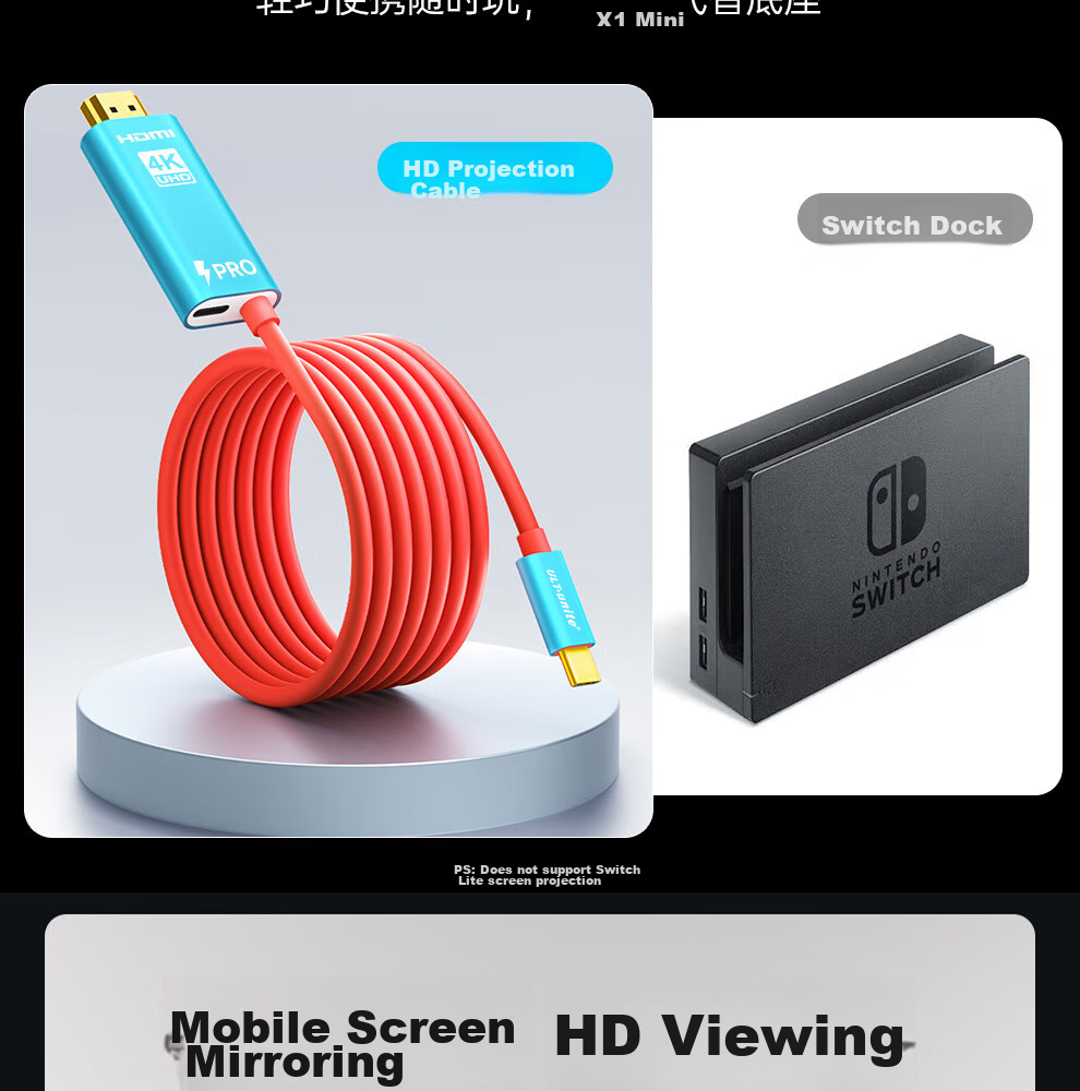 Кабель ULT-unite Type-C на HDMI 4K 60Hz, 2 метра, для Nintendo Switch, телефонов, компьютеров, с поддержкой PD зарядки
