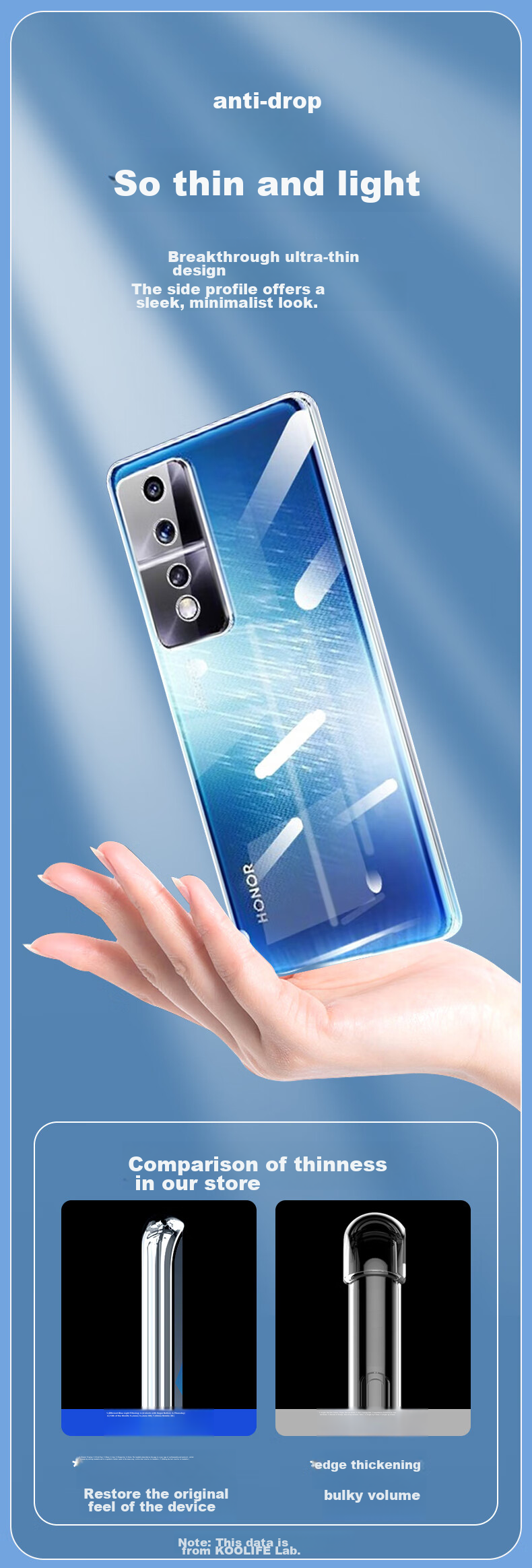 Защитный чехол KOOLIFE для Honor 80 GT, прозрачный, противоударный