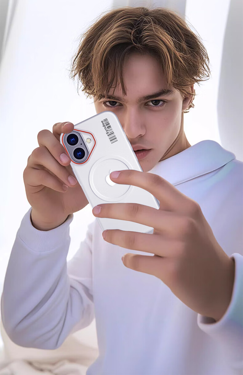 Чехол Baozou для Apple iPhone 16 Plus, противоударный, с защитой камеры, прозрачный, белый