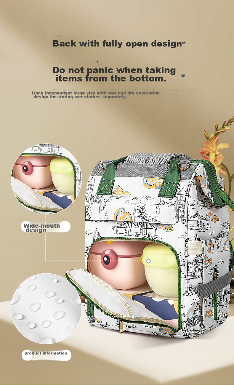 Рюкзак для мамы Xinandai Mimi Bag, вместительный, многофункциональный, для путешествий, легкий, удобный, для хранения грудного молока, дизайн "Ветер и пейзаж"