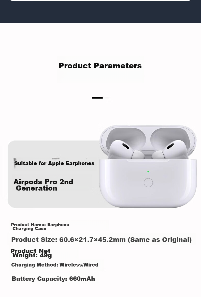 Зарядный чехол Masentek для Apple AirPods Pro/1/2/3/4, беспроводная зарядка, замена утерянных или поврежденных чехлов