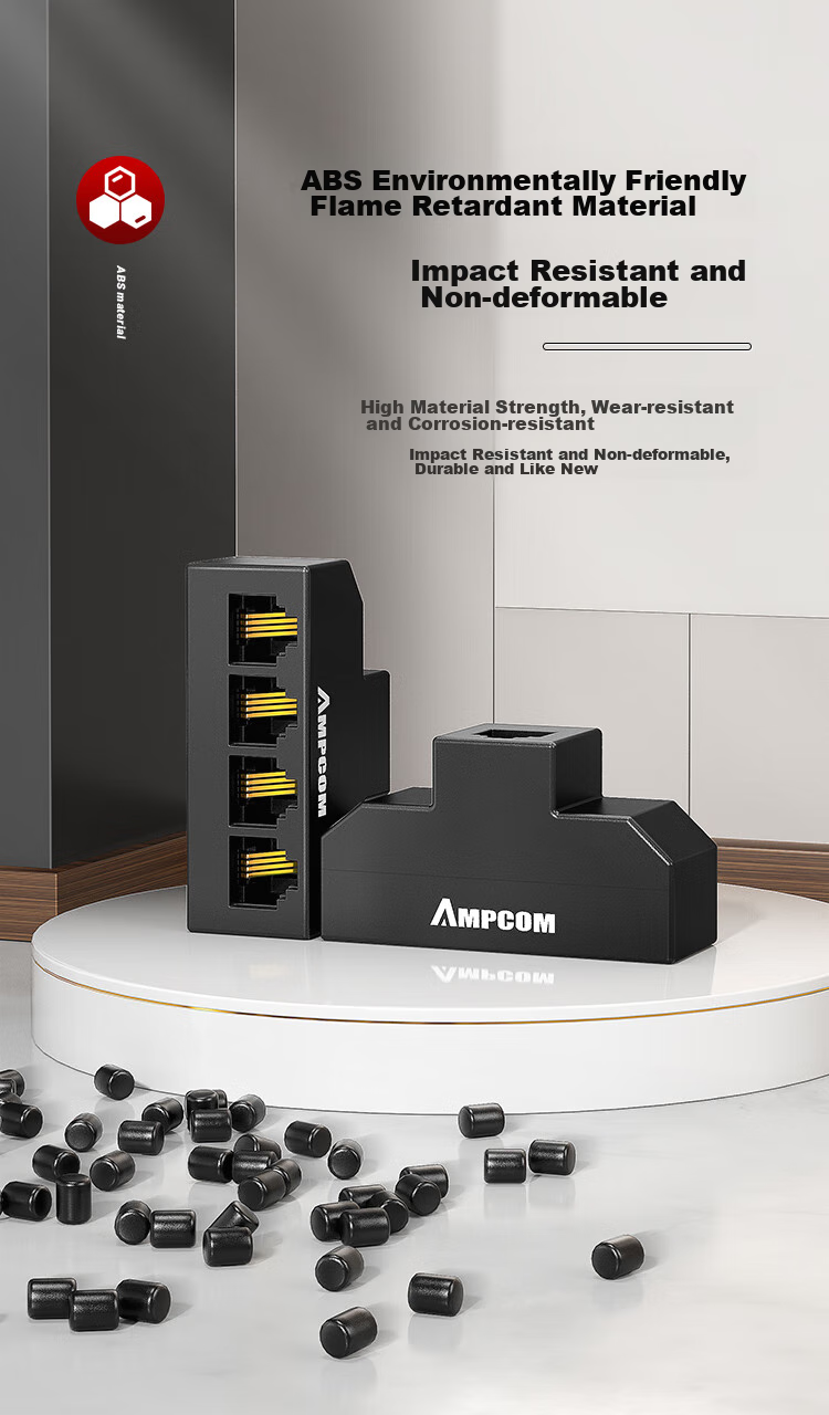 Разветвитель телефонный AMPCOM RJ11, 1 в 3, желтый