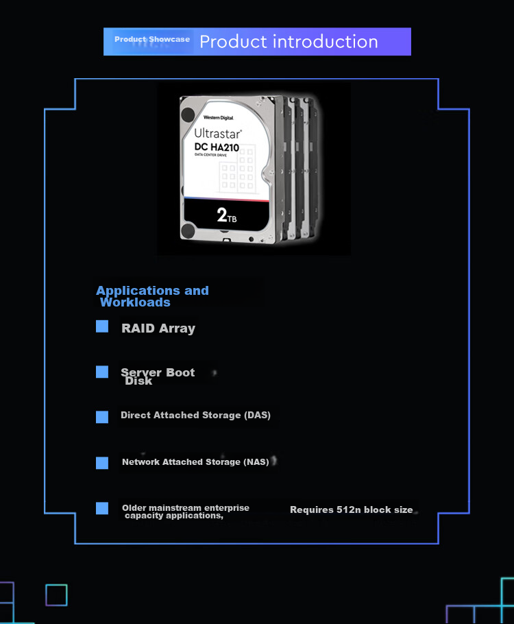 Жесткий диск Western Digital Ultrastar DC HA210 HUS722T2TALA604, 2 ТБ, 7200 об/мин, 128 МБ кэш, SATA III