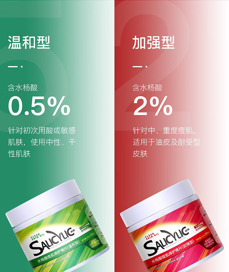 STVKG水杨酸棉片痘肌控油闭口粉刺黑头痘印清洁毛孔温和型（绿）55片
