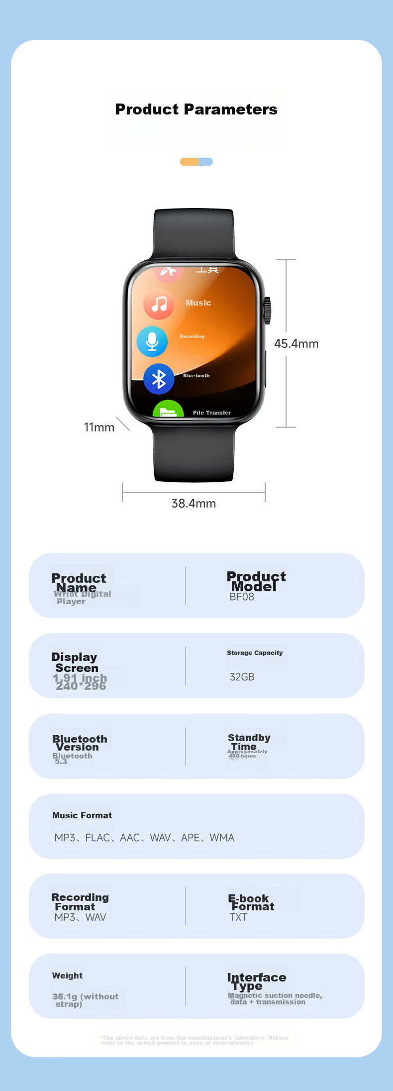 MP3/MP4 плеер FAMUE BF08, 32 ГБ, портативный плеер с сенсорным экраном, функция записи, Bluetooth, поддержка английского языка