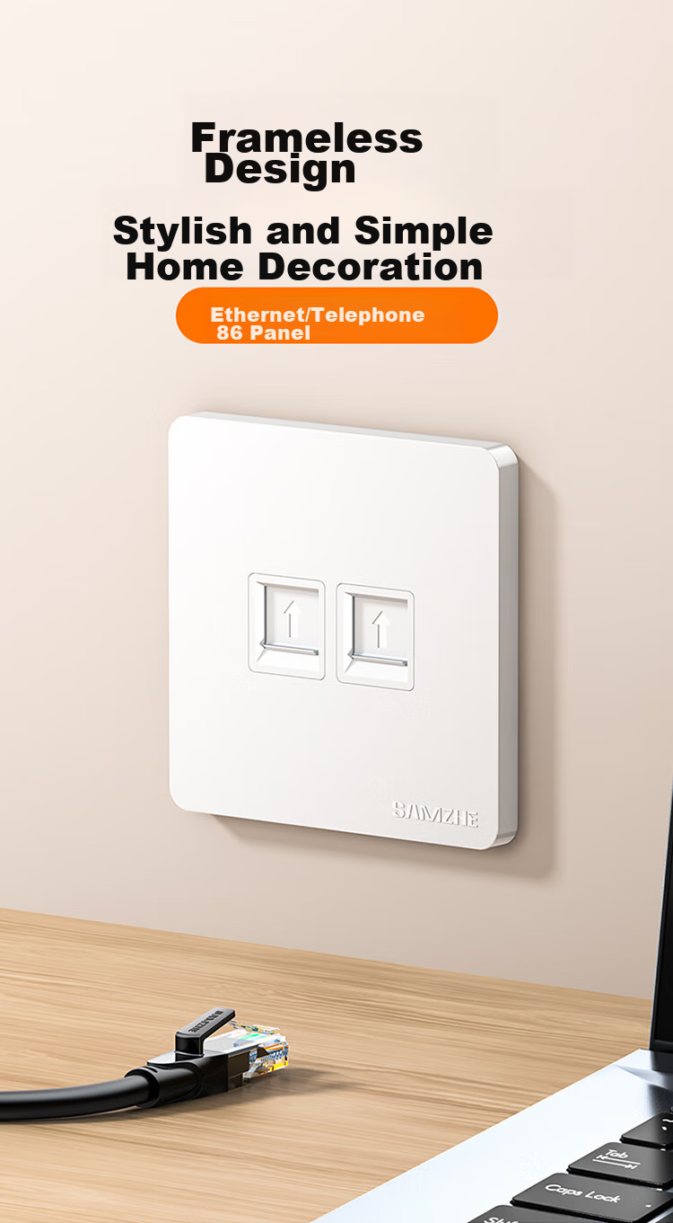 Панель сетевая SAMZHE ZWB-02, универсальная Cat5e/6/7, двухпозиционная, огнеупорная, для компьютерного зала