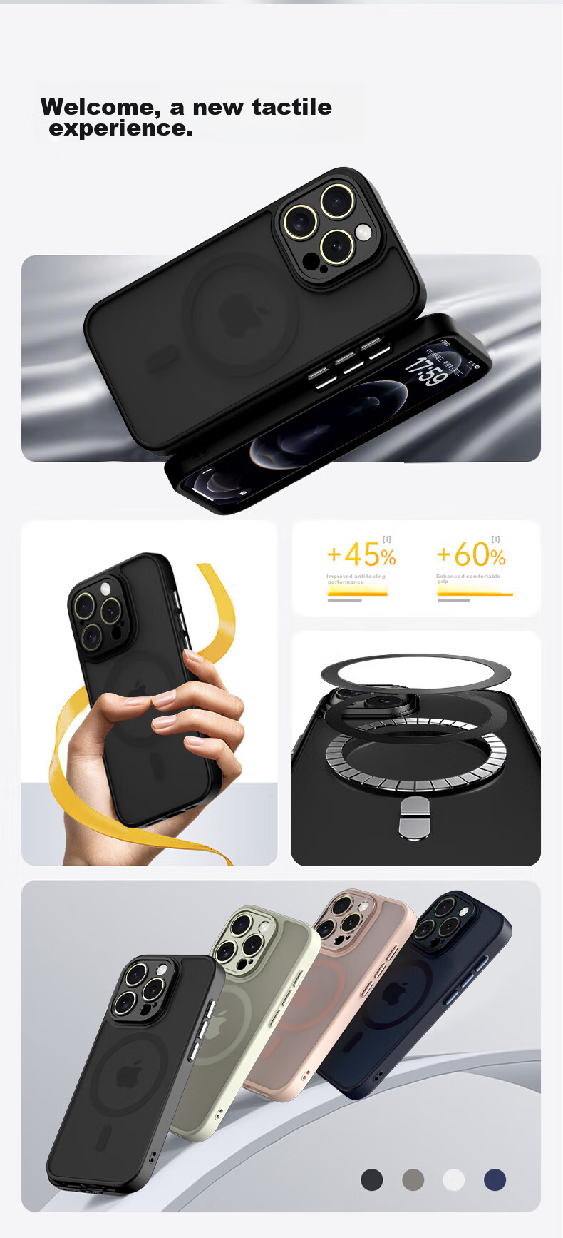 Чехол KEKLLE для iPhone 12 Pro Max, Магнитный, Противоударный, Защитный, Полупрозрачный, Черный