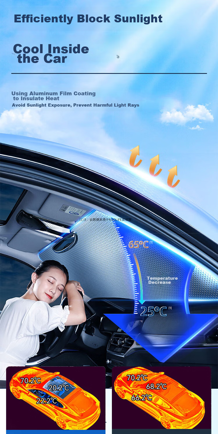 Автомобильный солнцезащитный козырек KOOLIFE Laser Edition, защита от солнца и тепла, универсальный, 130x60 см