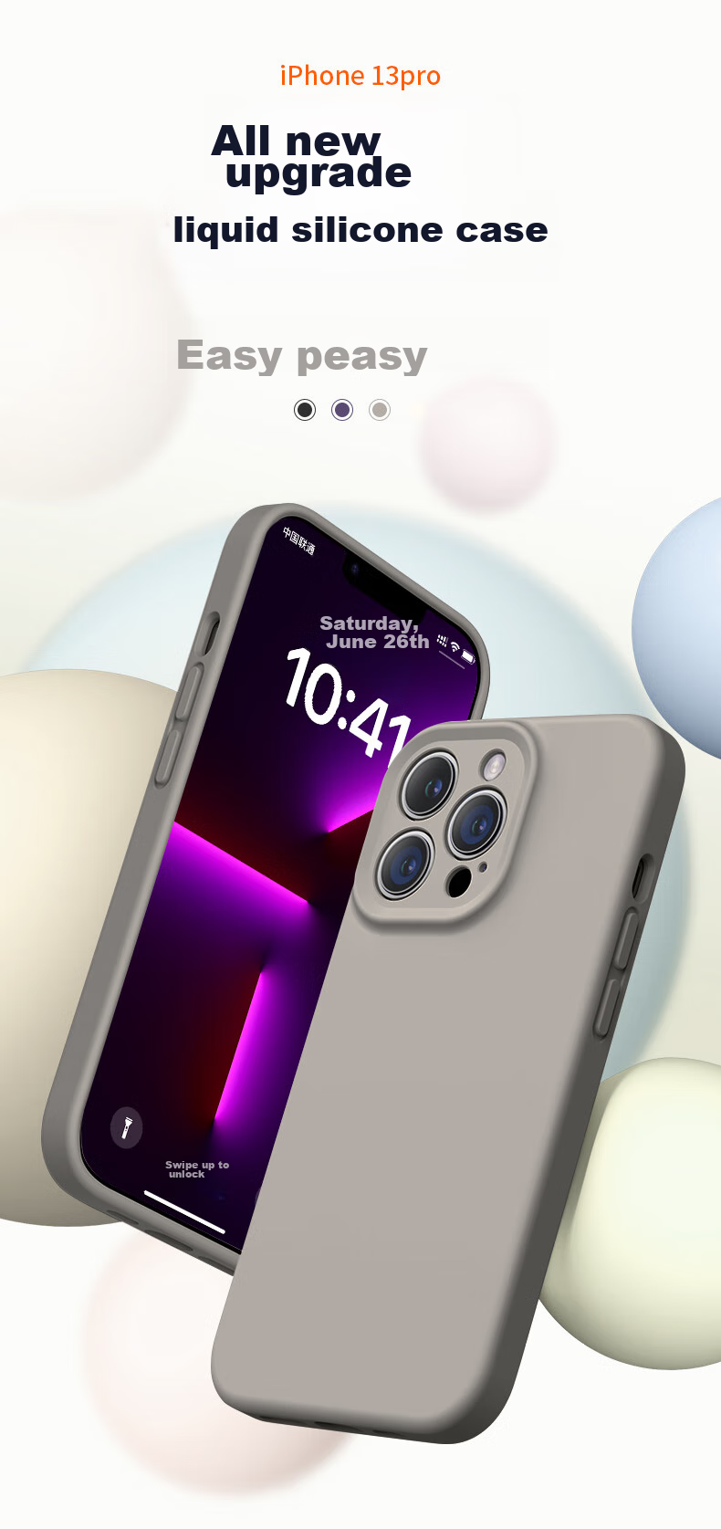 Чехол NEYAA для iPhone 13 Pro, силиконовый, ультратонкий, противоударный, с полной защитой объектива, темно-серый