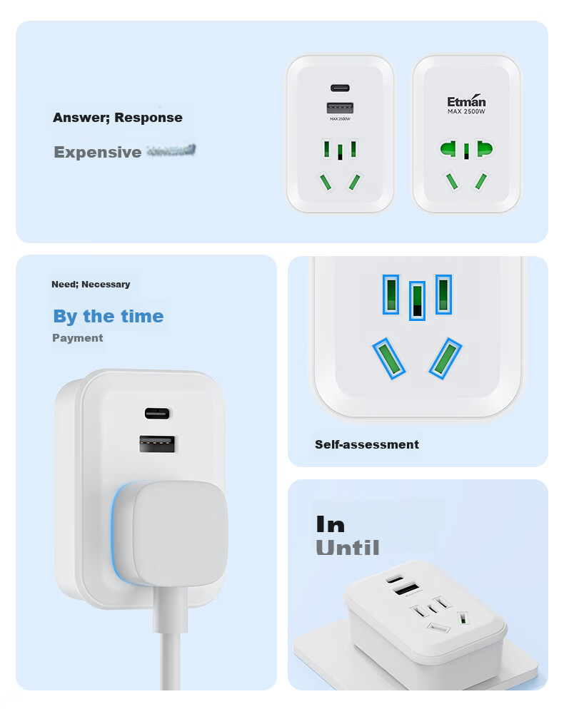 Универсальный переходник Etman с USB/Type-C, британская вилка, конвертер для путешествий